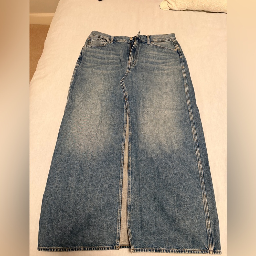 NWT Madewell Blue Denim Western Maxi Skirt size 30